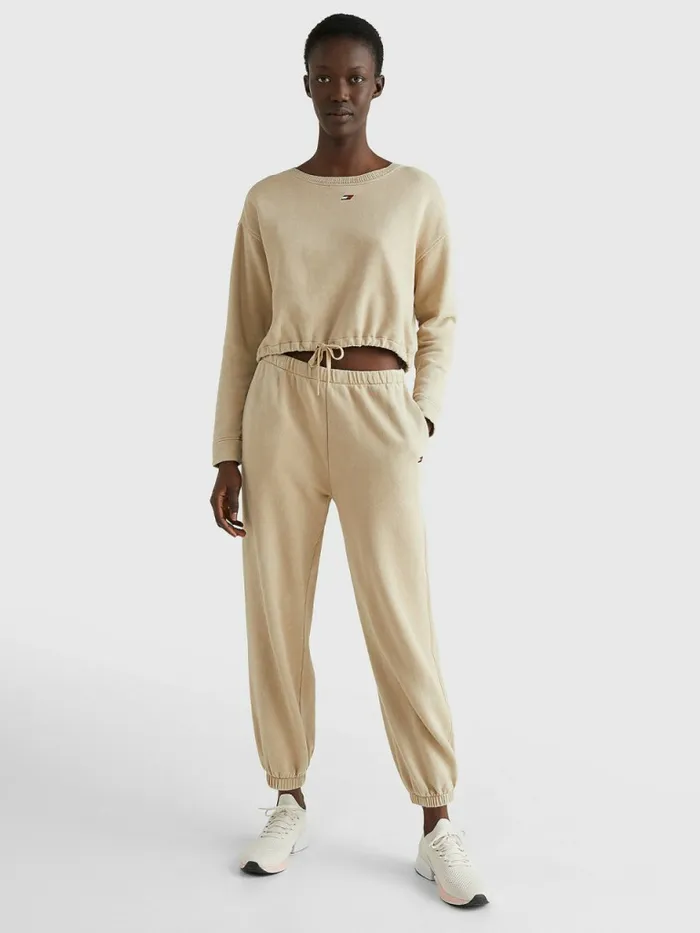 Tommy Hilfiger Sport Relaxed Fit Joggers Beige Womens Trousers