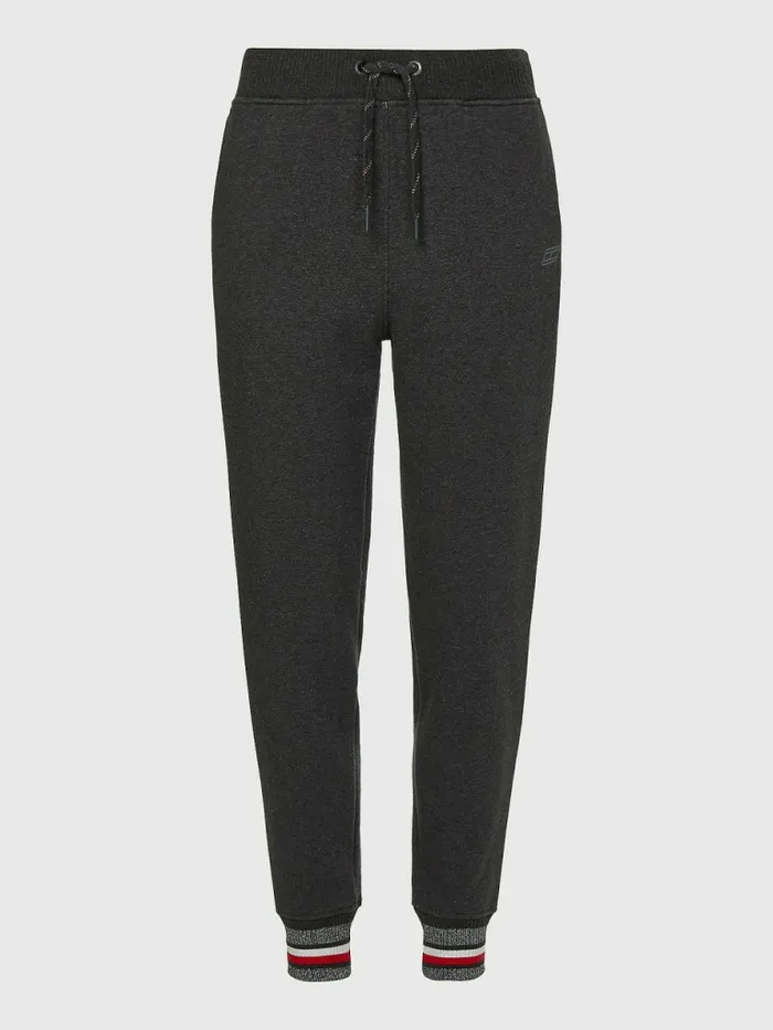 Tommy Hilfiger Sport Relaxed Fit Metallic Detail Joggers Dark Grey Heather Womens Trousers