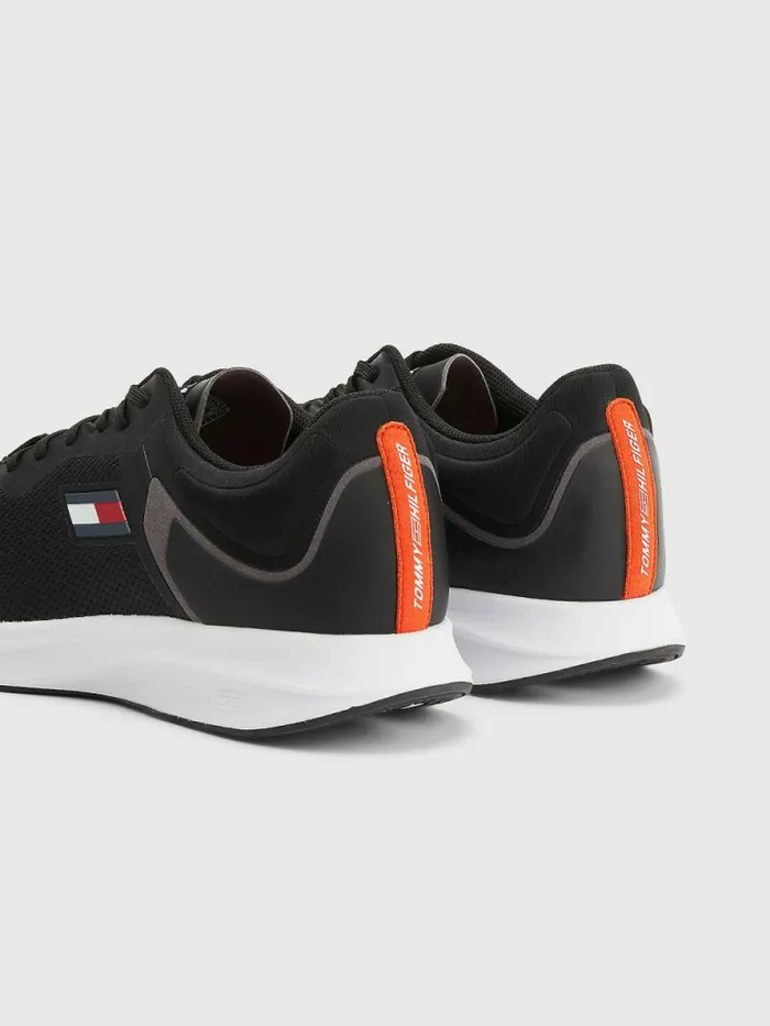 Tommy Hilfiger Sport Runner Mesh Trainers Black Mens Casual Shoes Popular