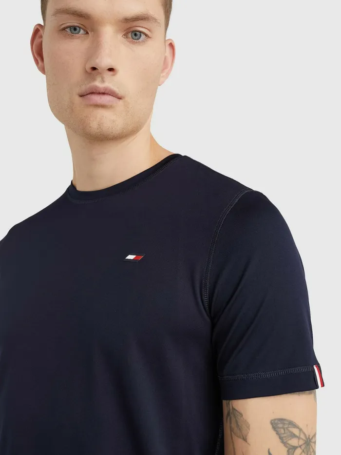 Tommy Hilfiger Sport Slim Fit Logo Training TShirt Desert Sky Mens TShirts Sale
