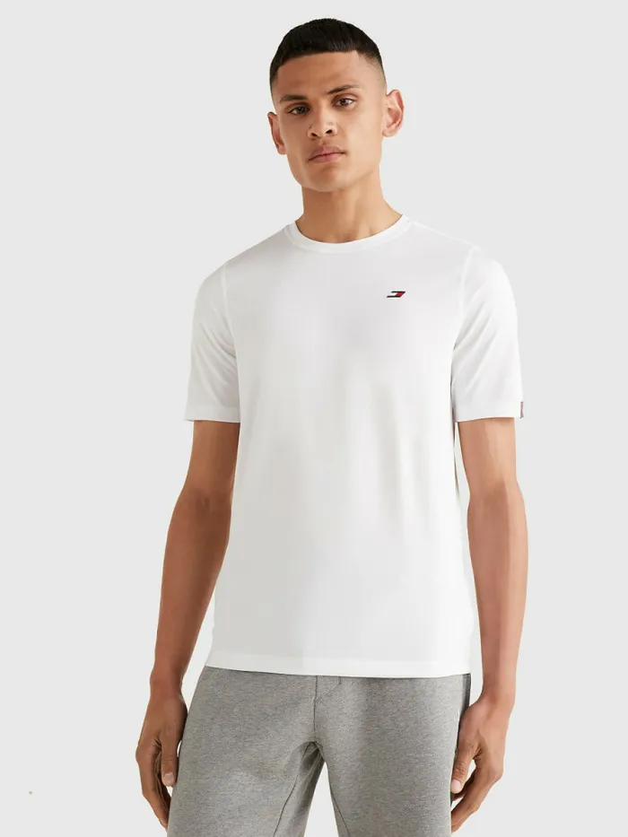 Tommy Hilfiger Sport Slim Fit Logo Training TShirt White Mens TShirts Casaul