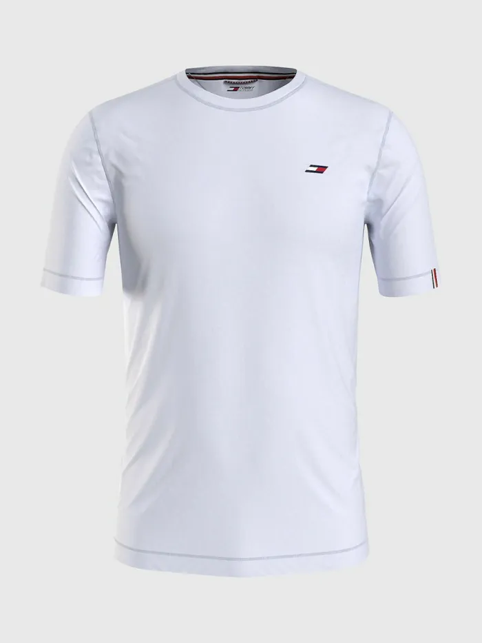 Tommy Hilfiger Sport Slim Fit Logo Training TShirt White Mens TShirts Casaul