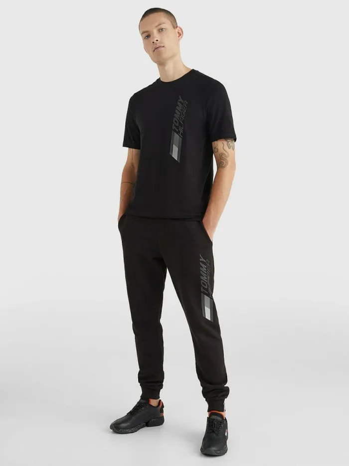 Tommy Hilfiger Sport Stretch Organic Cotton Jersey TShirt Black Mens Tommy Hilfiger Sport