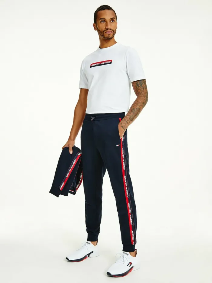 Tommy Hilfiger Sport Tape Joggers Desert Sky Mens Trousers