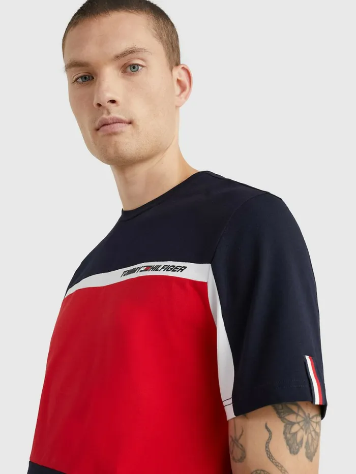 Tommy Hilfiger Sport Th Cool ColourBlocked TShirt Desert Sky Mens TShirts Near Me