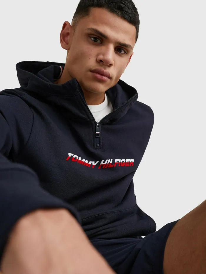 Tommy Hilfiger Sport Th Cool HalfZip Hoody Desert Sky Mens Sweatshirts and Hoodies Near Me