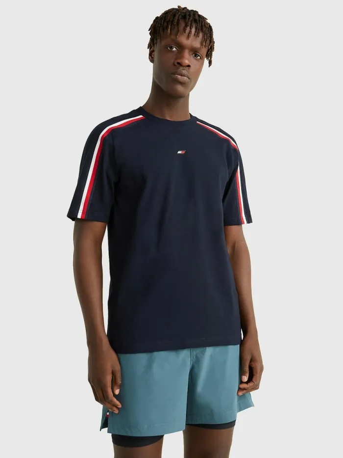 Tommy Hilfiger Sport Th Cool Signature Tape TShirt Desert Sky Mens Tommy Hilfiger Sport Tommy Hilfiger Sport Th Cool Signature Tape TShirt Desert Sky Mens Tommy Hilfiger Sport