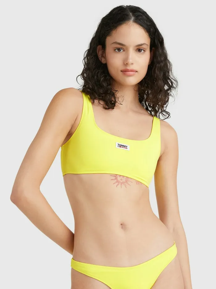 Tommy Hilfiger Square Neck Bikini Bralette Yellow Womens Swimwear Gift 4 You