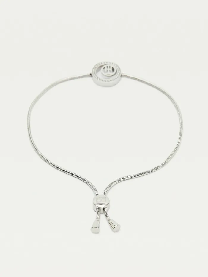 Tommy Hilfiger Stainless Steel Monogram Crystal Circle Bracelet Silver Womens Jewellery