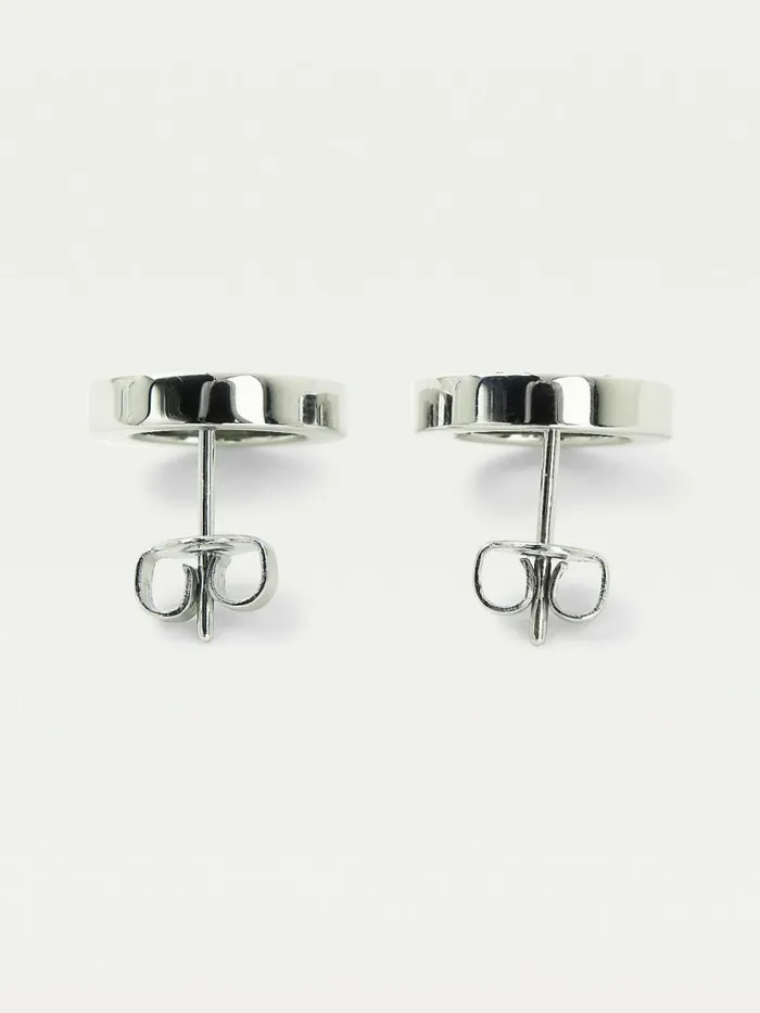 Tommy Hilfiger Stainless Steel Monogram Crystal Circle Earrings Silver Womens Jewellery