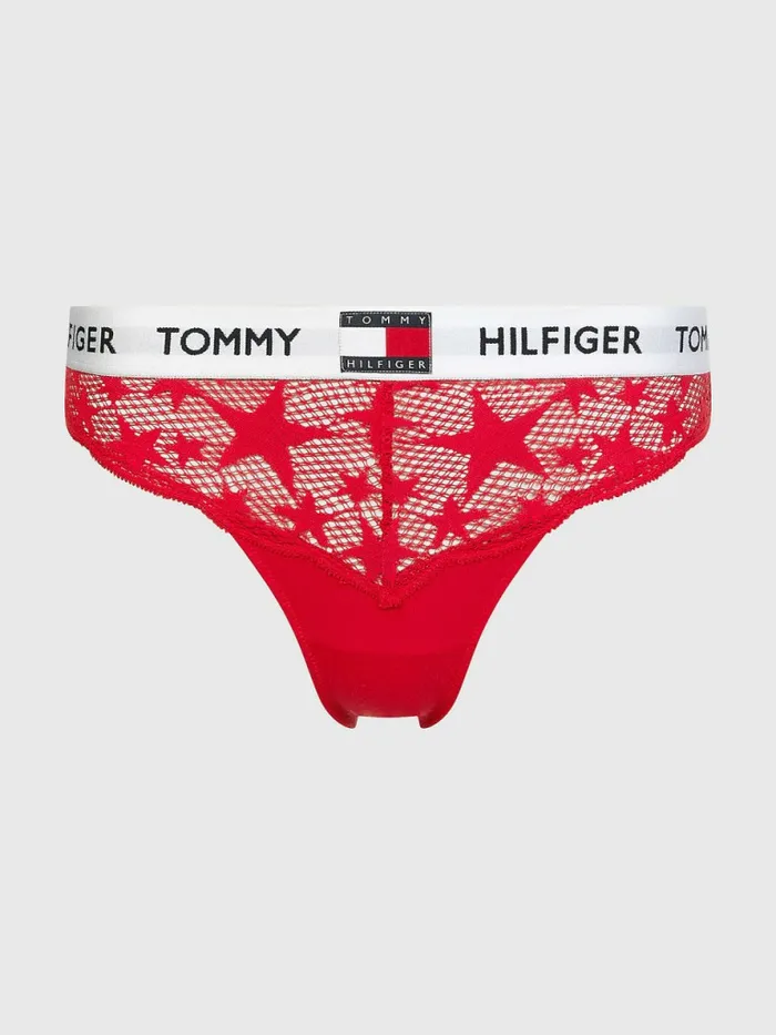 Tommy Hilfiger Star Lace Brazilian Briefs Primary Red Womens Lingerie