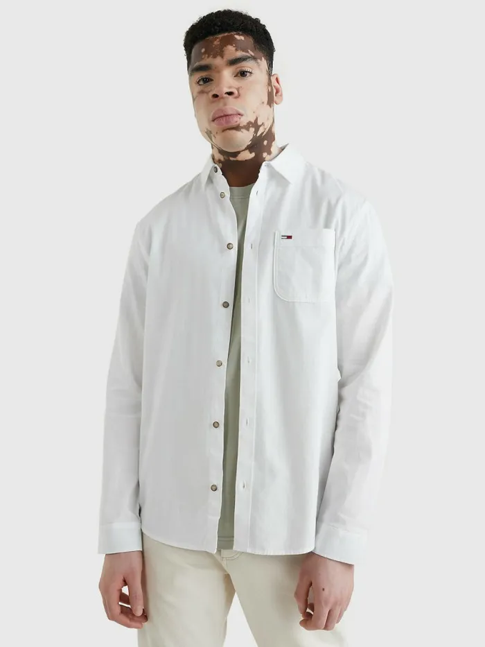 Tommy Hilfiger Stitch Detailing Shirt White Mens Shirts Online