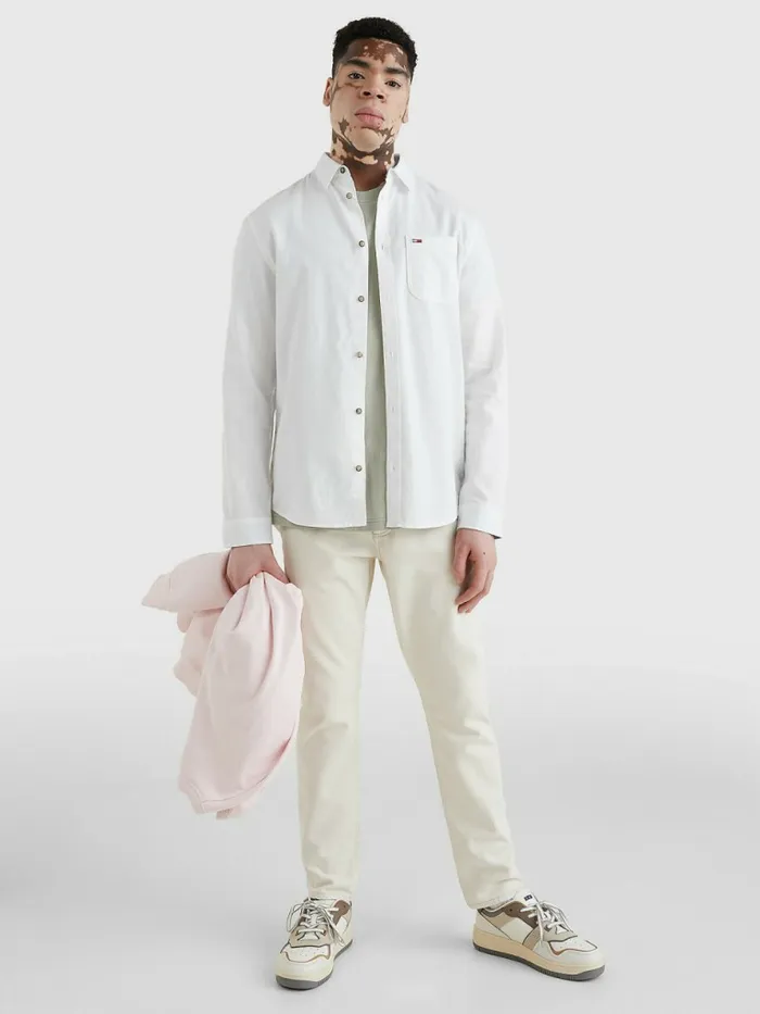 Tommy Hilfiger Stitch Detailing Shirt White Mens Shirts Online