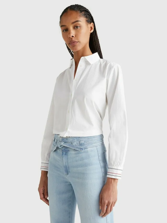Tommy Hilfiger Stitched Stripe Relaxed Fit Blouse Th Optic White Womens Shirts and Blouses For Sale Tommy Hilfiger Stitched Stripe Relaxed Fit Blouse Th Optic White Womens Shirts and Blouses For Sale