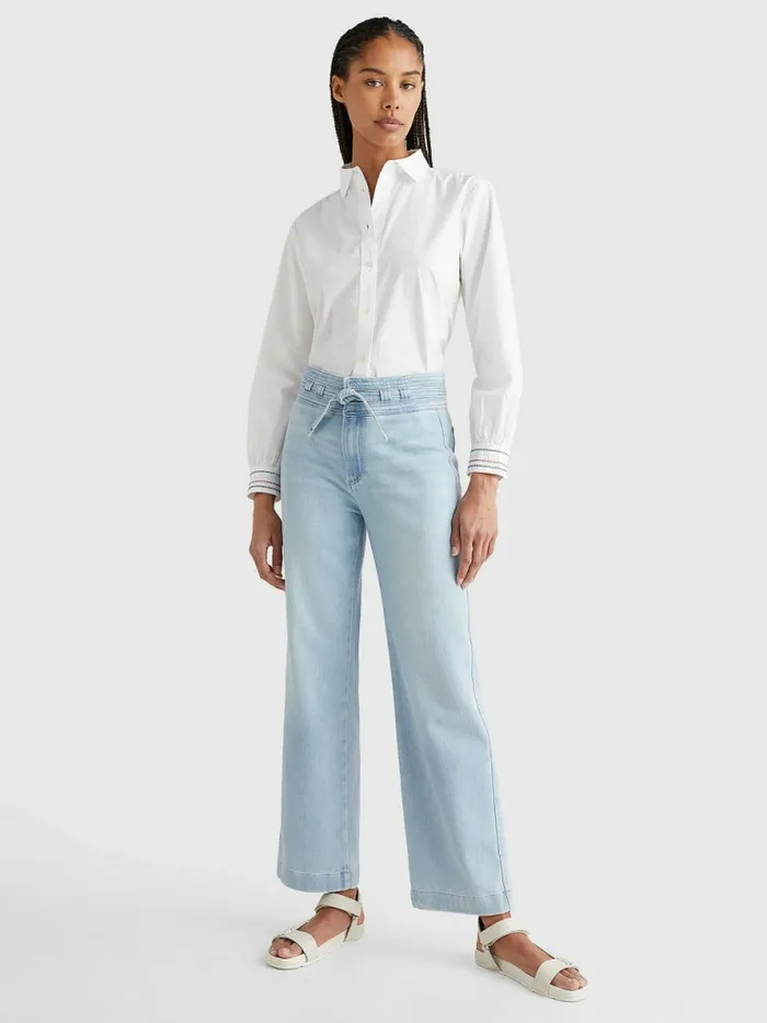 Tommy Hilfiger Stitched Stripe Relaxed Fit Blouse Th Optic White Womens Shirts and Blouses For Sale
