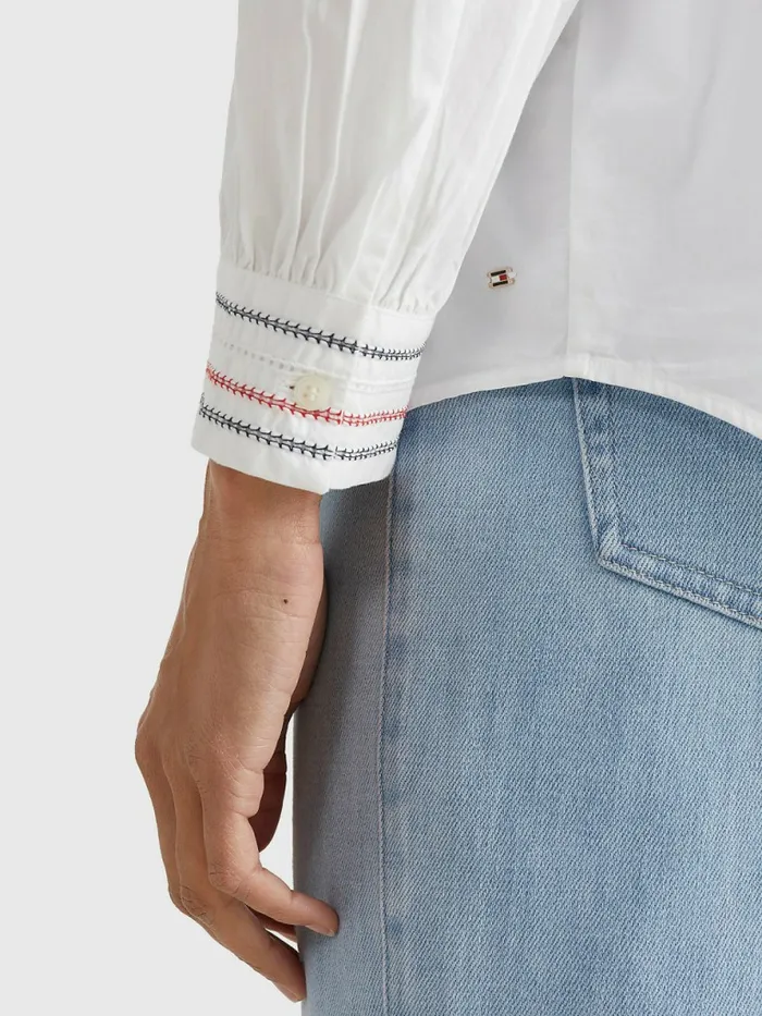 Tommy Hilfiger Stitched Stripe Relaxed Fit Blouse Th Optic White Womens Shirts and Blouses For Sale