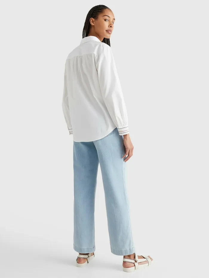 Tommy Hilfiger Stitched Stripe Relaxed Fit Blouse Th Optic White Womens Shirts and Blouses For Sale
