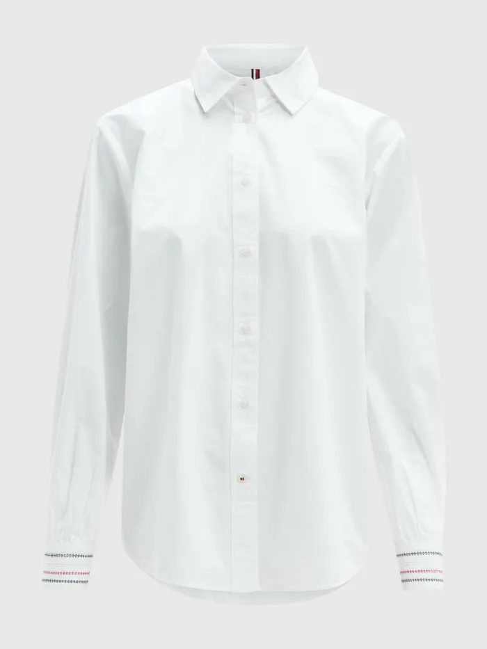 Tommy Hilfiger Stitched Stripe Relaxed Fit Blouse Th Optic White Womens Shirts and Blouses For Sale