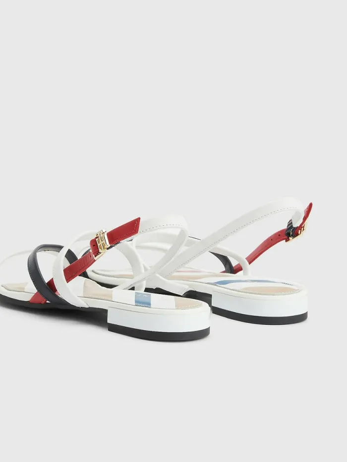 Tommy Hilfiger Strappy Flat Leather Sandals Rwb Womens Boots Casaul