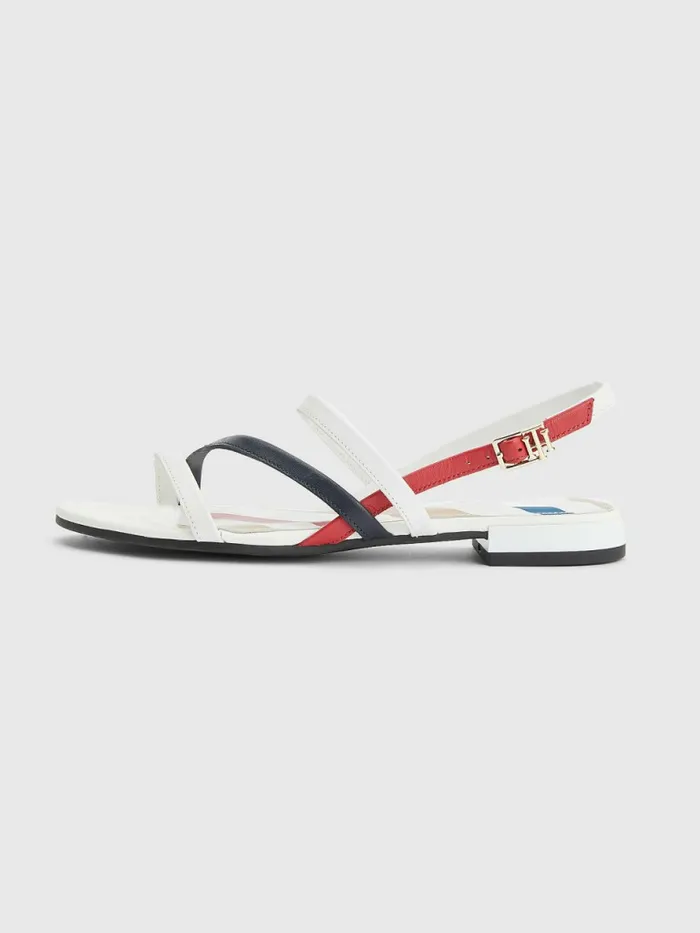 Tommy Hilfiger Strappy Flat Leather Sandals Rwb Womens Boots Casaul