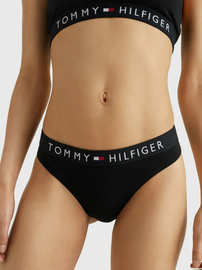 Tommy Hilfiger Stretch Cotton Thong Black Womens Lingerie