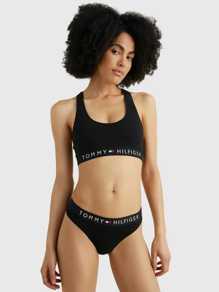 Tommy Hilfiger Stretch Cotton Thong Black Womens Lingerie