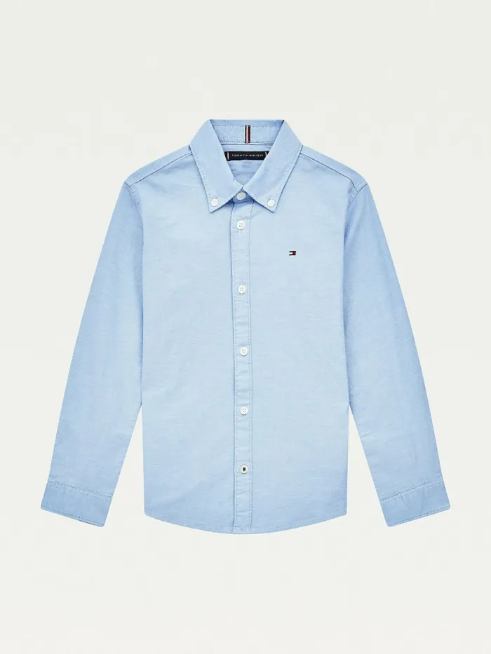 Tommy Hilfiger Stretch Oxford Cotton Shirt Calm Blue Boys Shirts Popular