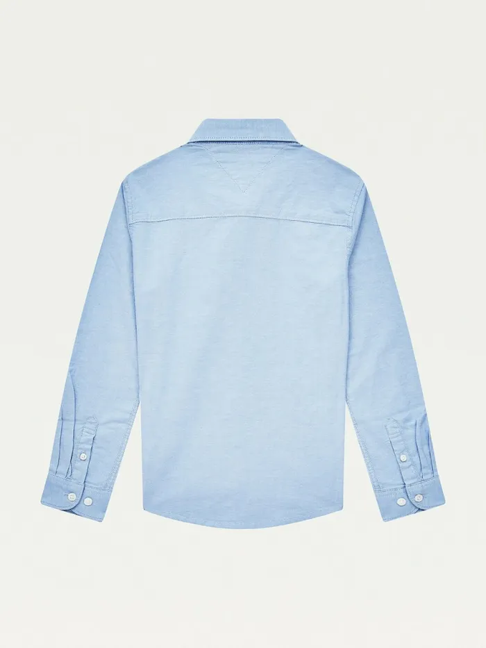 Tommy Hilfiger Stretch Oxford Cotton Shirt Calm Blue Girls Tops and TShirts Fashion