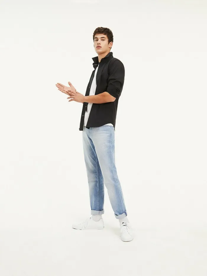 Tommy Hilfiger Stretch Slim Fit Shirt Tommy Black Mens Essentials