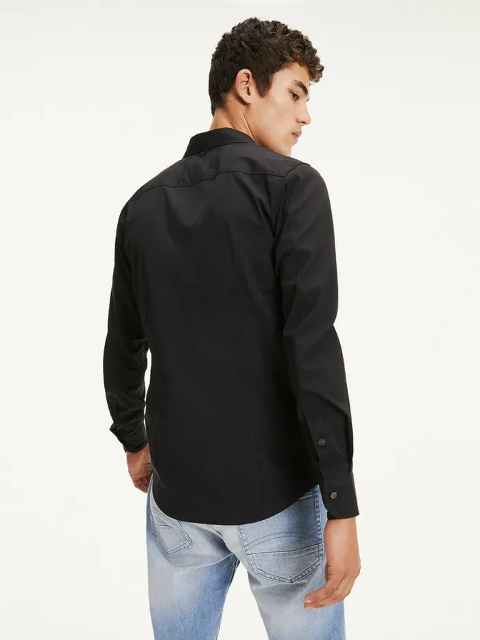 Tommy Hilfiger Stretch Slim Fit Shirt Tommy Black Mens Essentials