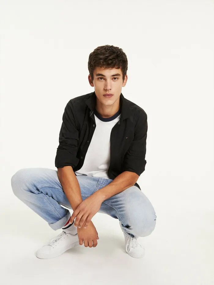 Tommy Hilfiger Stretch Slim Fit Shirt Tommy Black Mens Essentials