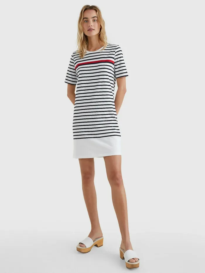 Tommy Hilfiger Stripe Crew Neck Dress Engineered StpRwb Womens Dresses and Jumpsuits Gift Ideas