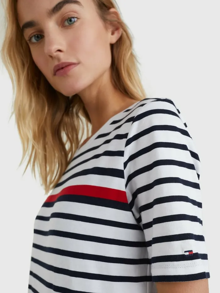 Tommy Hilfiger Stripe Crew Neck Dress Engineered StpRwb Womens Dresses and Jumpsuits Gift Ideas