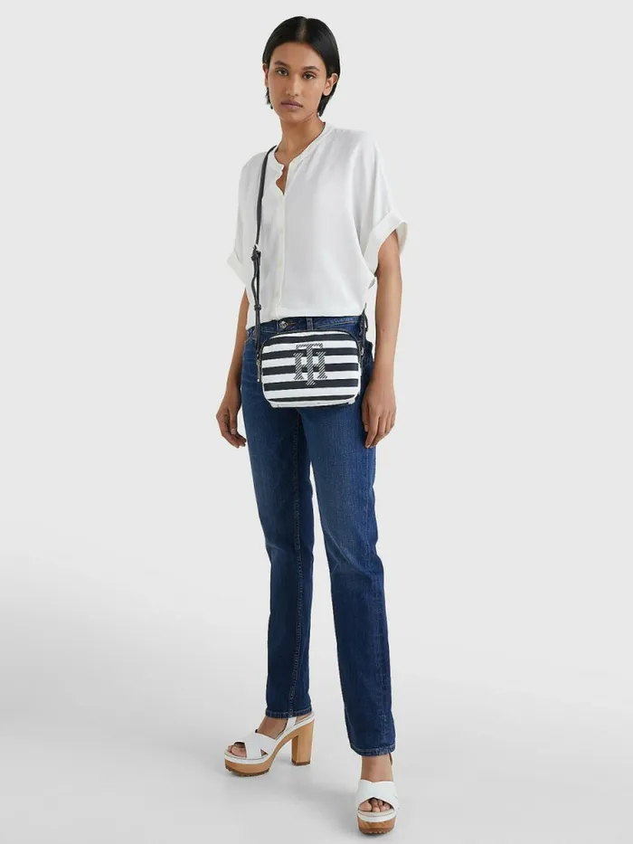 Tommy Hilfiger Stripe Crossover Bag Navy Blue Stripes Womens Bags Casaul