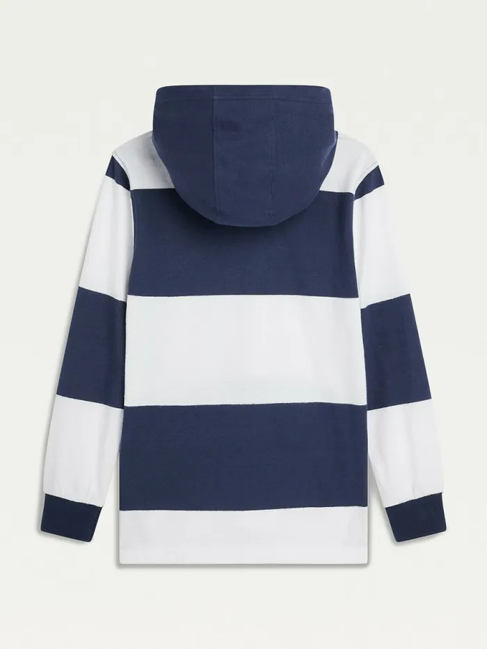 Tommy Hilfiger Stripe Hooded LongSleeve Polo Twilight Navy Stripe Boys TShirts and Polos For Sale