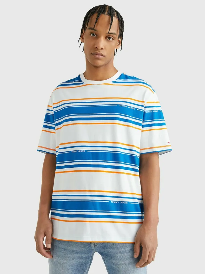 Tommy Hilfiger Stripe Organic Cotton TShirt White Stripe Mens TShirts Gift Ideas Tommy Hilfiger Stripe Organic Cotton TShirt White Stripe Mens TShirts Gift Ideas