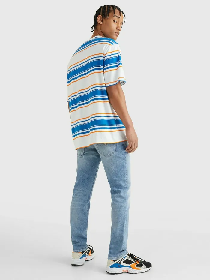 Tommy Hilfiger Stripe Organic Cotton TShirt White Stripe Mens TShirts Gift Ideas
