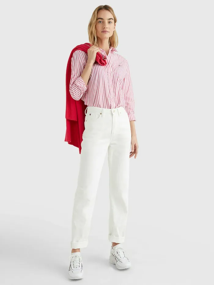 Tommy Hilfiger Stripe Regular Fit Shirt Bold StpPink Splendor Womens Shirts and Blouses Fashion