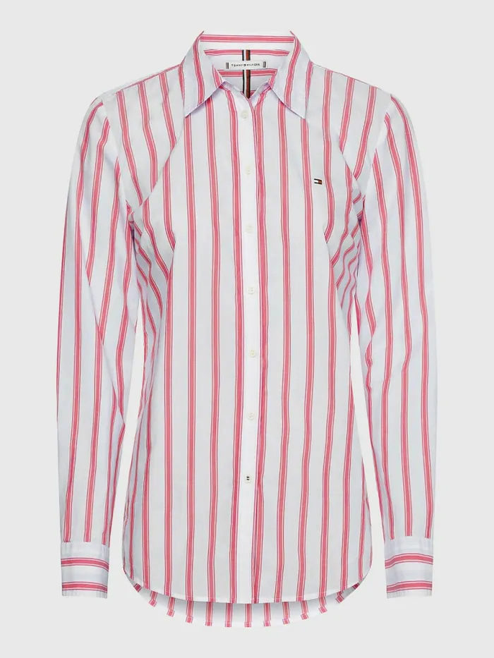Tommy Hilfiger Stripe Regular Fit Shirt Bold StpPink Splendor Womens Shirts and Blouses Fashion