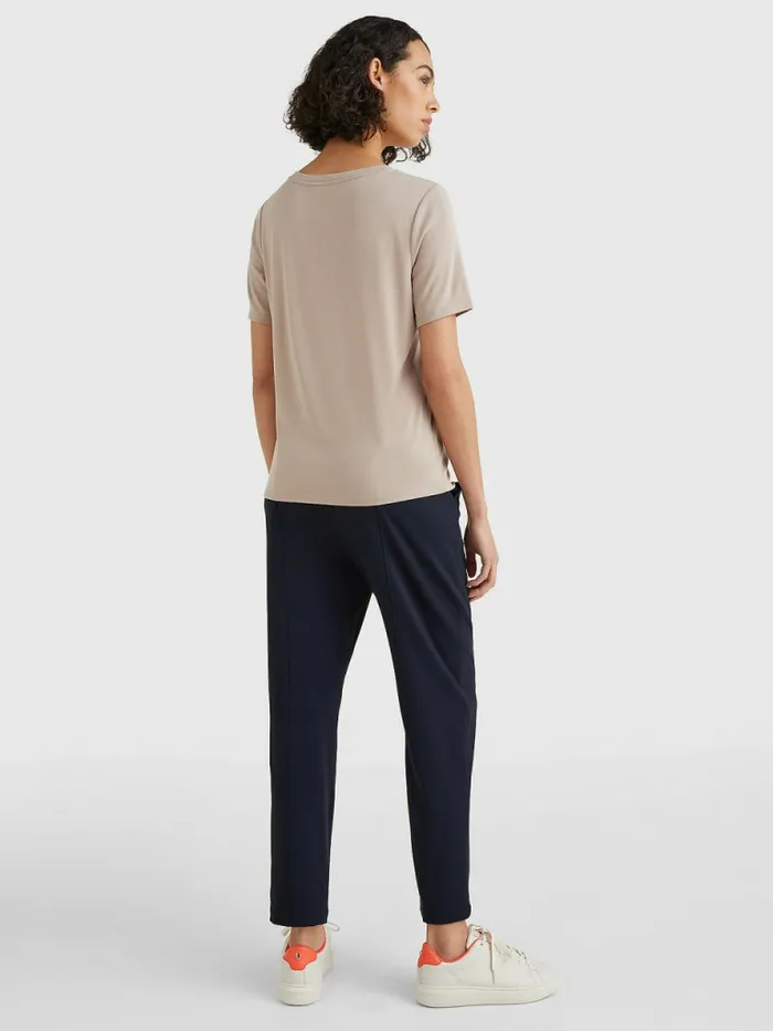 Tommy Hilfiger Sueded Crest TShirt Sueded Beige Womens TShirts Online