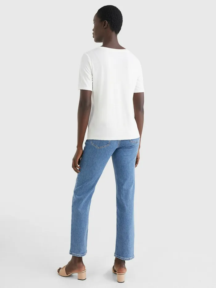 Tommy Hilfiger Sueded Crest TShirt Sueded Ecru Womens TShirts Cheap On Sale