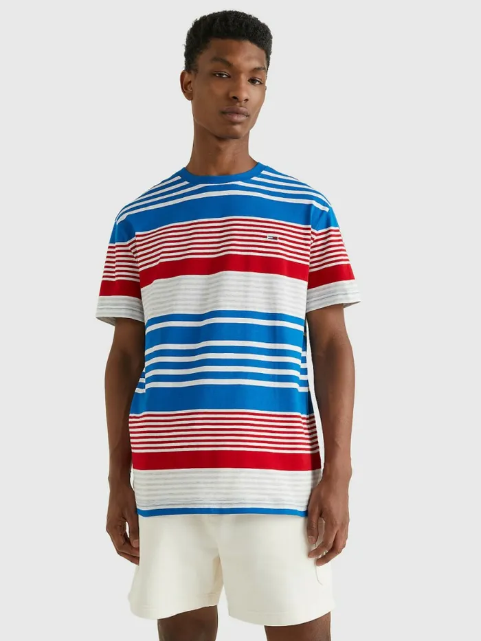 Tommy Hilfiger Summer Stripe Organic Cotton TShirt Regatta Blue Stripe Mens TShirts On Sale Tommy Hilfiger Summer Stripe Organic Cotton TShirt Regatta Blue Stripe Mens TShirts On Sale
