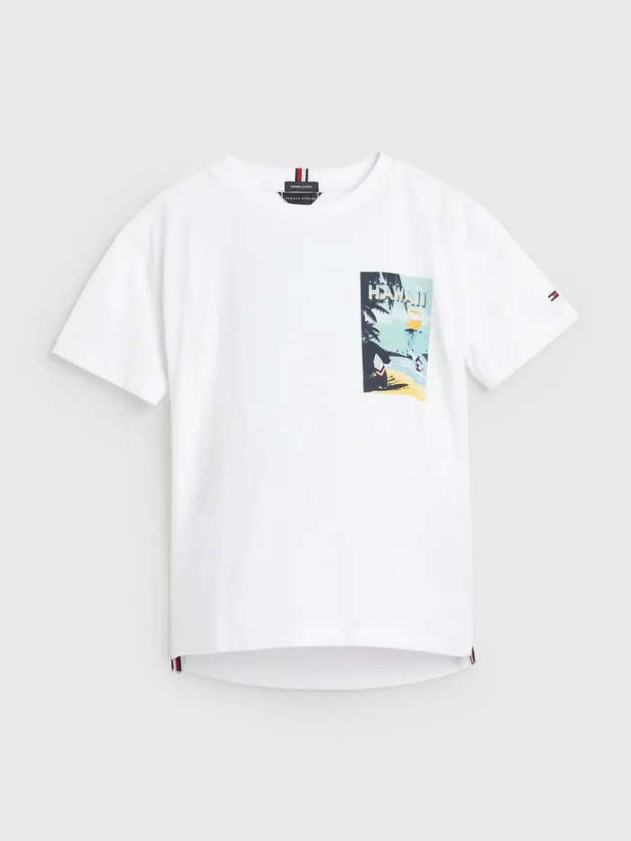 Tommy Hilfiger Surf Beach Print TShirt White Boys TShirts and Polos Near Me