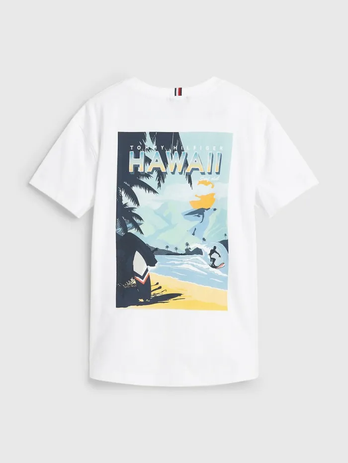 Tommy Hilfiger Surf Beach Print TShirt White Boys TShirts and Polos Near Me