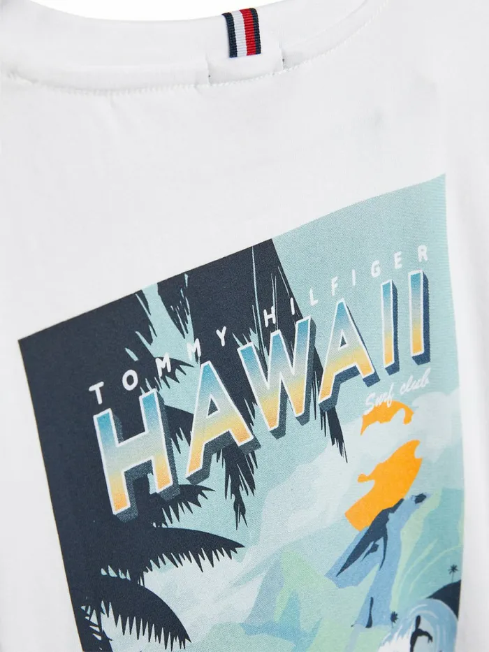 Tommy Hilfiger Surf Beach Print TShirt White Boys TShirts and Polos Near Me