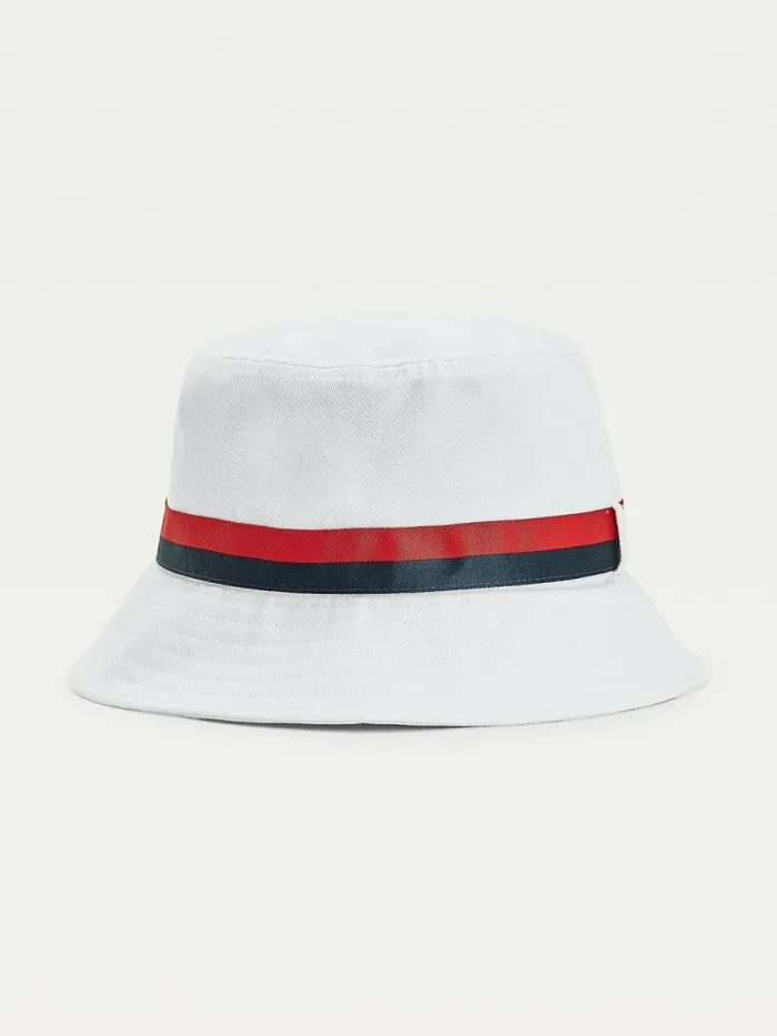 Tommy Hilfiger Tape Bucket Hat White Mens Hats and Scarves Fashion