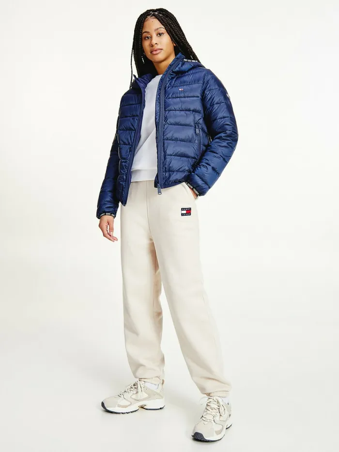 Tommy Hilfiger Tape Detail Quilted Hooded Jacket Twilight Navy Womens Coats and Jackets Gift for Friend Tommy Hilfiger Tape Detail Quilted Hooded Jacket Twilight Navy Womens Coats and Jackets Gift for Friend