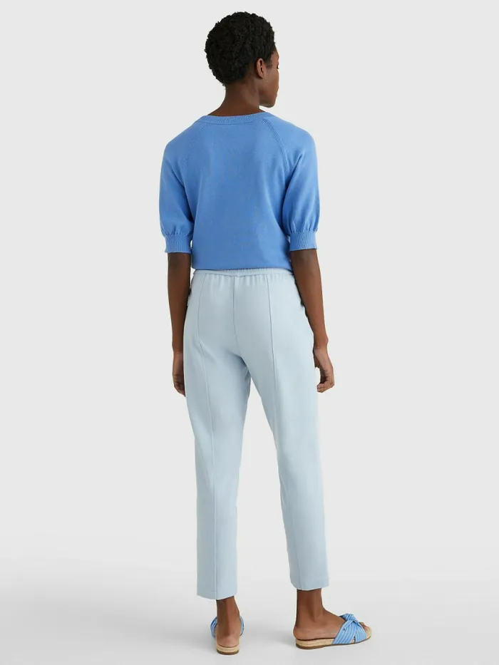 Tommy Hilfiger Tape Drawstring Tapered Fit Trousers Breezy Blue Womens Trousers
