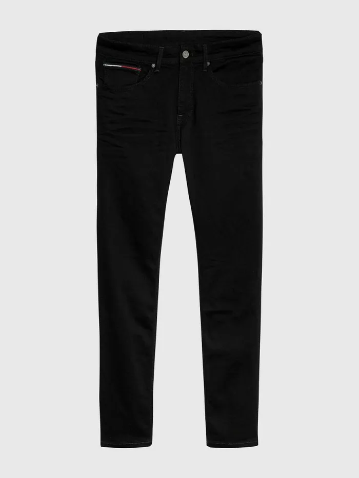 Tommy Hilfiger Tapered Slim Fit Black Jeans New Black Stretch Mens Essentials Popular
