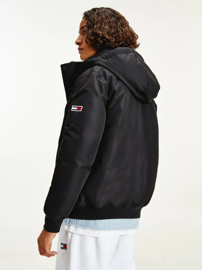 Tommy Hilfiger Tech Hooded Bomber Jacket Black Mens Coats and Jackets On Sale